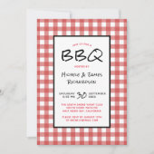 Red and White Gingham BBQ Picnic Party Kaart (Voorkant)