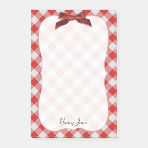 Red and White Gingham Check Pattern Gepersonalisee Post-it® Notes