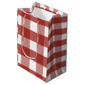 Red and White Gingham Gift Bag Medium Cadeauzakje (Voorkant Gekanteld)