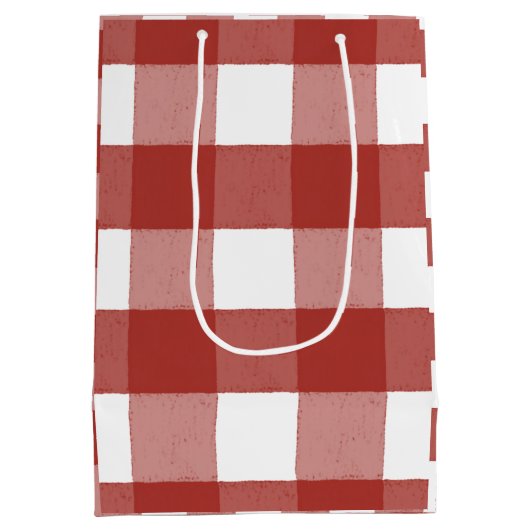 Red and White Gingham Gift Bag Medium Cadeauzakje (Achterkant)