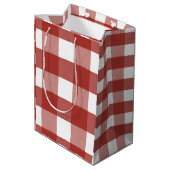Red and White Gingham Gift Bag Medium Cadeauzakje (Achterkant Gekanteld)