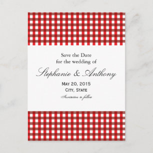 Red and White Gingham Pattern Barbeque Aankondigingskaart