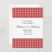 Red and White Gingham Pattern Barbeque Aankondigingskaart (Voorkant / Achterkant)