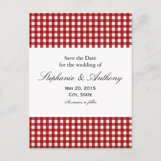 Red and White Gingham Pattern Barbeque Aankondigingskaart (Voorkant)