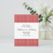 Red and White Gingham Pattern Barbeque Aankondigingskaart (Staand voorkant)