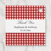 Red and White Gingham Pattern Barbeque Bedankt Bedankjes Labels (Achterkant)