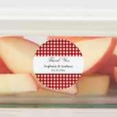 Red and White Gingham Pattern Barbeque Bedankt Labels (Aangebracht)