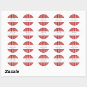 Red and White Gingham Pattern Barbeque Bedankt Ronde Sticker (Vel)