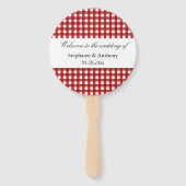 Red and White Gingham Pattern Barbeque hand fan Handwaaier (Voorkant)