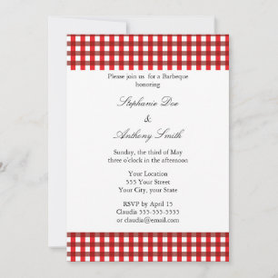 Red and White Gingham Pattern Barbeque Kaart