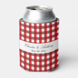 Red and White Gingham Pattern Barbeque Wedding Blikjeskoeler
