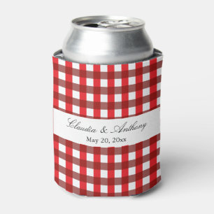 Red and White Gingham Pattern Barbeque Wedding Blikjeskoeler