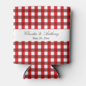 Red and White Gingham Pattern Barbeque Wedding Blikjeskoeler (Voorkant)