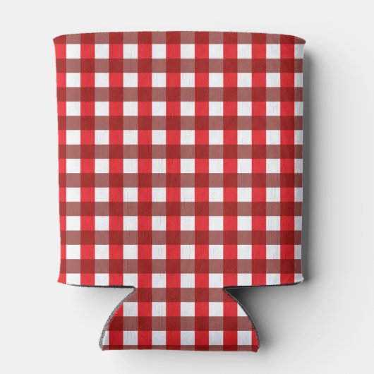 Red and White Gingham Pattern Barbeque Wedding Blikjeskoeler (Achterkant)