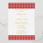 Red and White Gingham Pattern Barbeque Wedding Folie Uitnodiging (Voorkant)