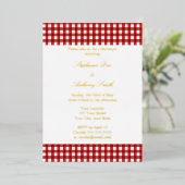 Red and White Gingham Pattern Barbeque Wedding Folie Uitnodiging (Staand Voorkant)