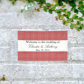 Red and White Gingham Pattern Barbeque Wedding Spandoek