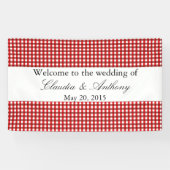 Red and White Gingham Pattern Barbeque Wedding Spandoek (Horizontaal)