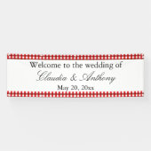 Red and White Gingham Pattern Barbeque Wedding Spandoek (Horizontaal)