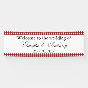 Red and White Gingham Pattern Barbeque Wedding Spandoek