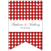 Red and White Gingham Pattern Barbeque Wedding Vlaggetjes (Eerste vlag)
