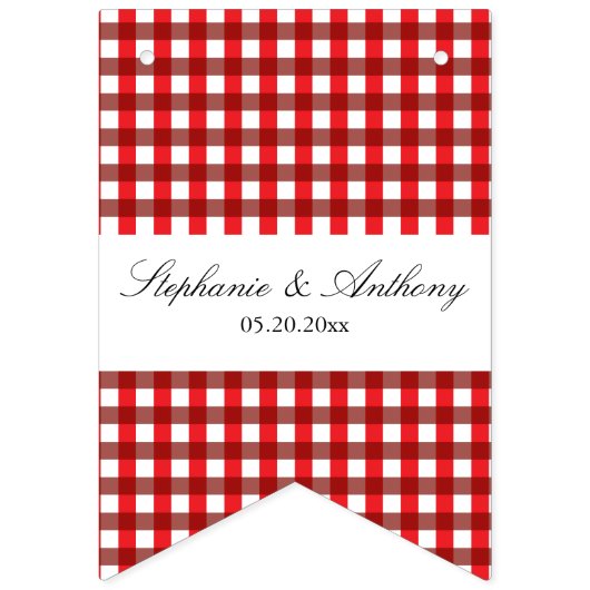 Red and White Gingham Pattern Barbeque Wedding Vlaggetjes (Eerste vlag)
