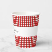 Red and White Gingham Pattern Barbeque Weddingb Papieren Bekers (Links)