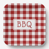 Red and White Gingham Pattern BBQ Party Papieren Bordje (Voorkant)