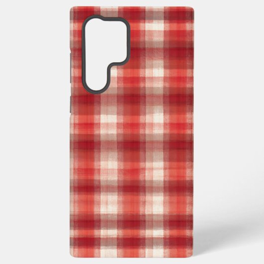 Red and White Gingham Plaid Phone Case Samsung Galaxy Hoesje (Achterkant)