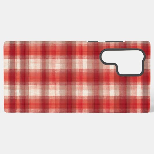 Red and White Gingham Plaid Phone Case Samsung Galaxy Hoesje (Achterkant horizontaal)