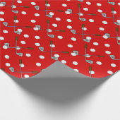 Red And White Golf Balls And Clubs Cadeaupapier (Hoek)