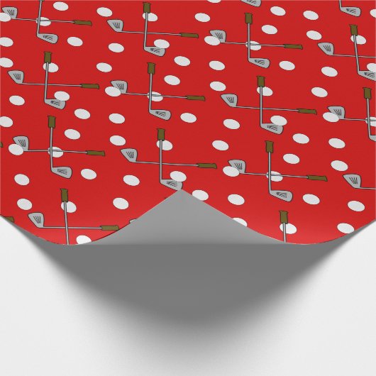 Red And White Golf Balls And Clubs Cadeaupapier (Hoek)
