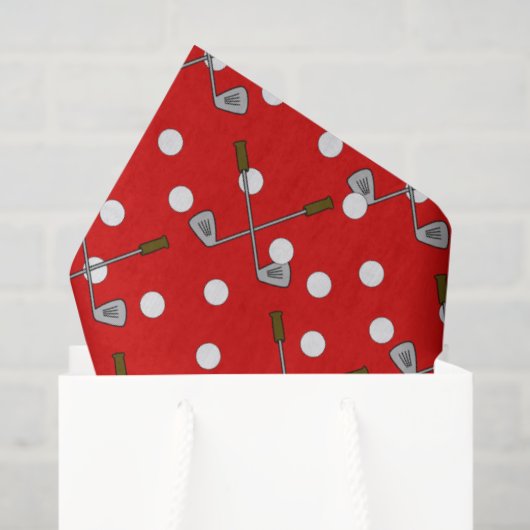 Red And White Golf Balls And Clubs Tissuepapier (Cadeauzakje)