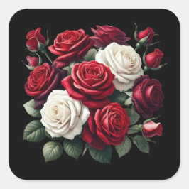 Red and White Gothic Roses Vierkante Sticker