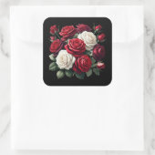 Red and White Gothic Roses Vierkante Sticker (Tas)