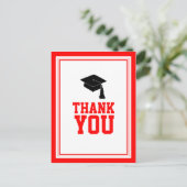 Red and White Graduation Party Dank u Briefkaart (Staand voorkant)