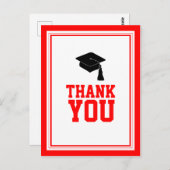 Red and White Graduation Party Dank u Briefkaart (Voorkant / Achterkant)