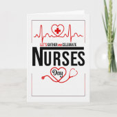 Red and White Heart and Stethoscope Nurses Day Kaart (Voorkant)