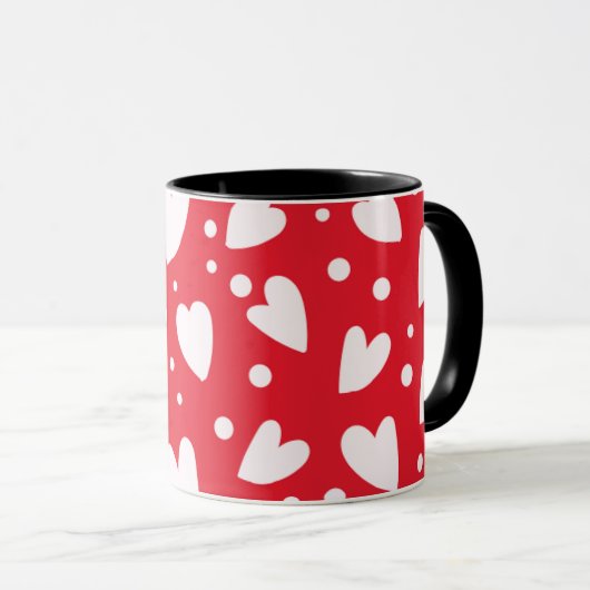 Red and White Heart Pattern | Cute Valentine Love  Mok (Voorkant rechts)
