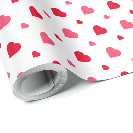 Red and white Heart Valentine’s Day  Cadeaupapier (Rol Hoek)