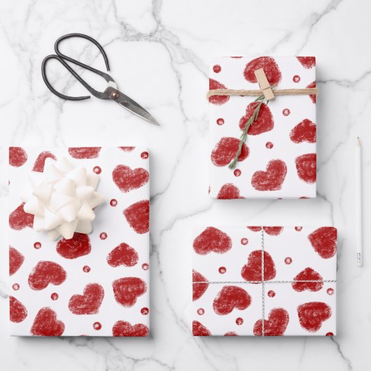 Red and White Hearts pattern Inpakpapier Vel (Voorkant)