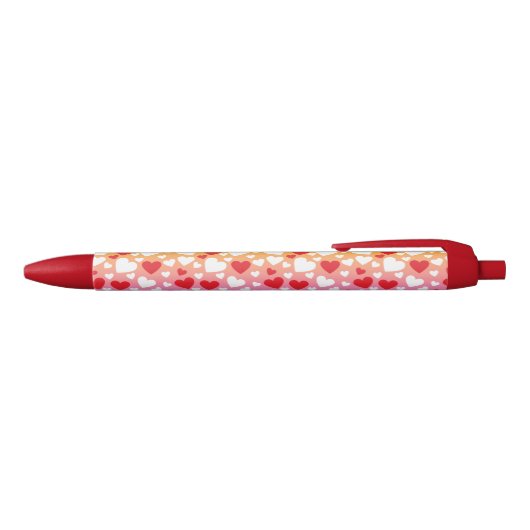 Red and White Hearts Pattern Pen (Bovenkant)