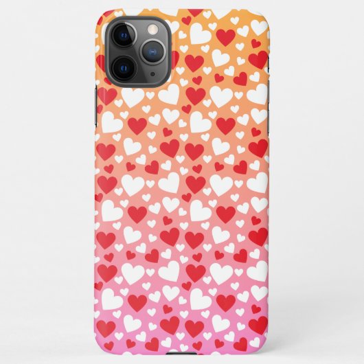 Red and White Hearts Pattern Phone Case iPhone Hoesje (Achterkant)
