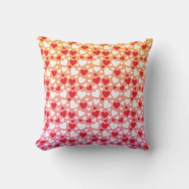 Red and White Hearts Pattern Throw Pillow Kussen (Voorkant)