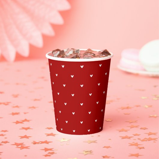 Red and White Hearts Pattern Valentine's Day Papieren Bekers (Insitu)