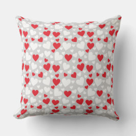 Red and White Hearts Throw Pillow Kussen