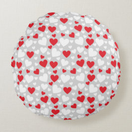 Red and White Hearts Throw Pillow Rond Kussen