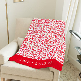 Red and White Holly Berries | Gepersonaliseerd Fleece Deken