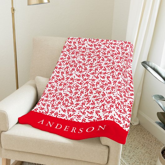 Red and White Holly Berries | Gepersonaliseerd Fleece Deken
