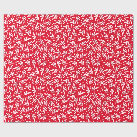 Red and White Holly Berries | Vakantie Cadeaupapier (Vlak)